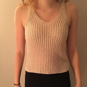NWOT Crochet tan tank top